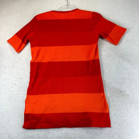 Vintage TAN GUIDICELLI Women EU40 USL Red Striped Deep V-Neck Short Sleeve Shirt - Picture 8 of 8